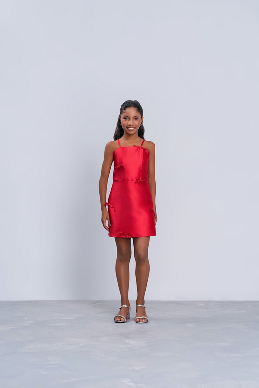 Vestido Infantil Verão Vermelho - Vanilla Cream