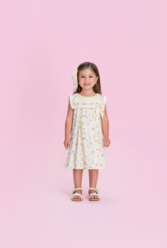 Vestido Infantil Trapezio Linho - Petit Cherie