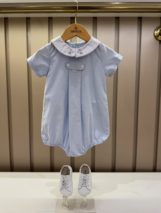 Pimpão Bebê Clássico Azul Golinha Bordada Cavalinho - Roana
