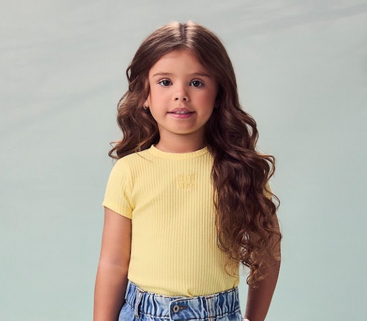 Blusa Infantil Bordada Verão Amarelo -  Animê
