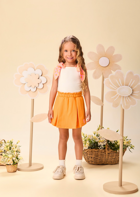 Conjunto Infantil  Blusa Regata e Short Laranja - Momi