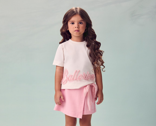 Conjunto Infantil Blusa e Shorts Ballerina Rosa - Animê