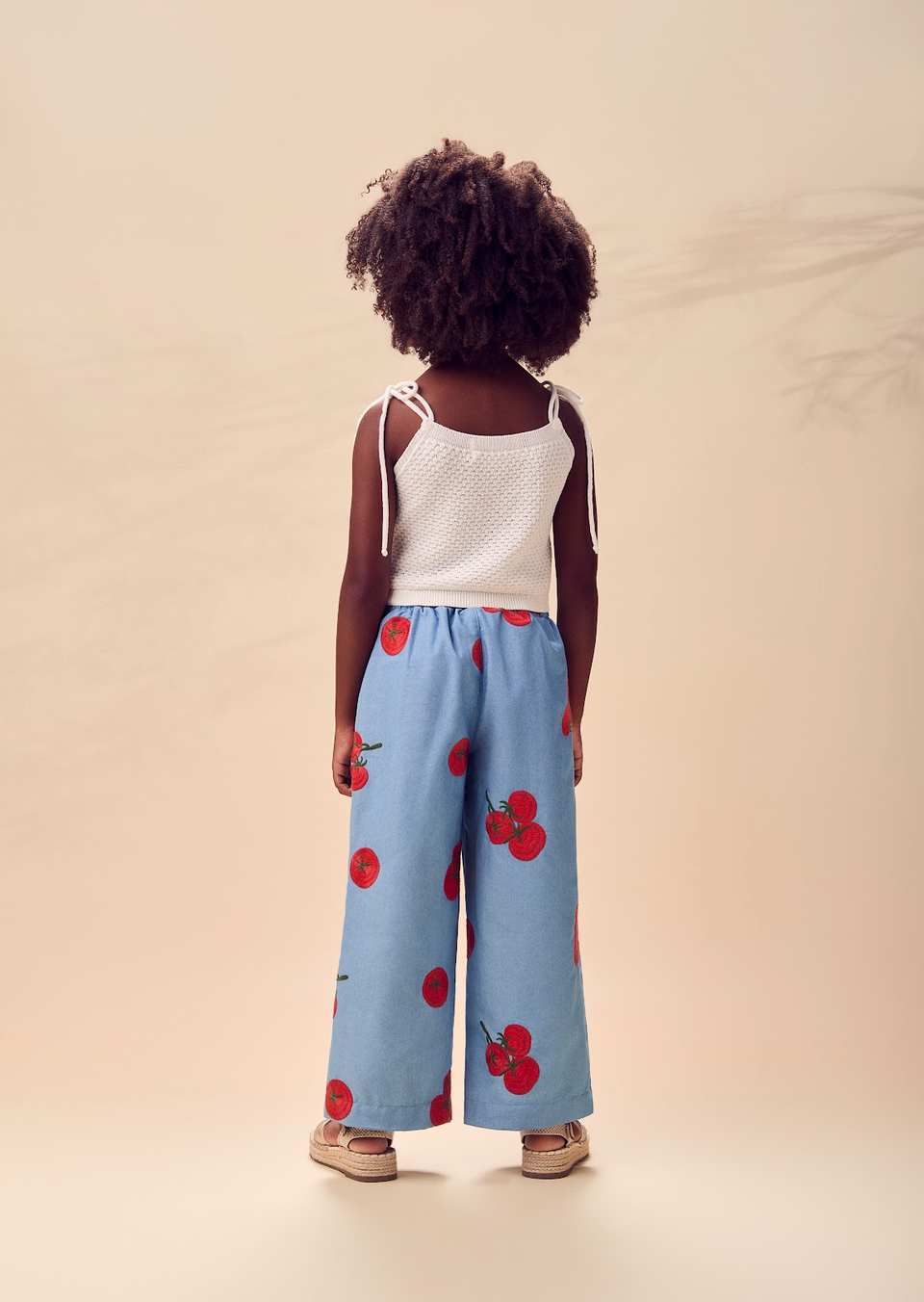 Conjunto Infantil Blusa Branca Calça Bordado Tomate - Animê