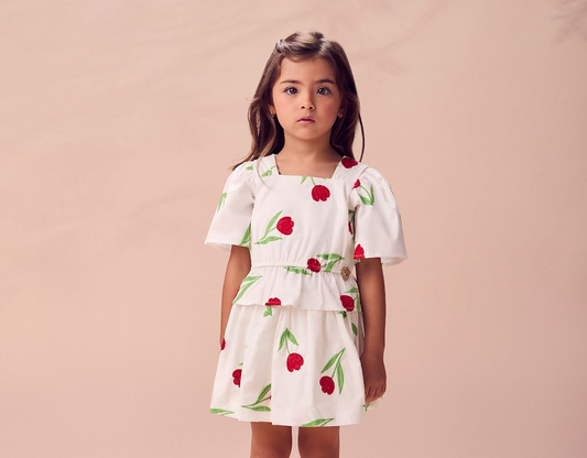 Conjunto Infantil Blusa e Saia Tulipas Vermelhas - Animê