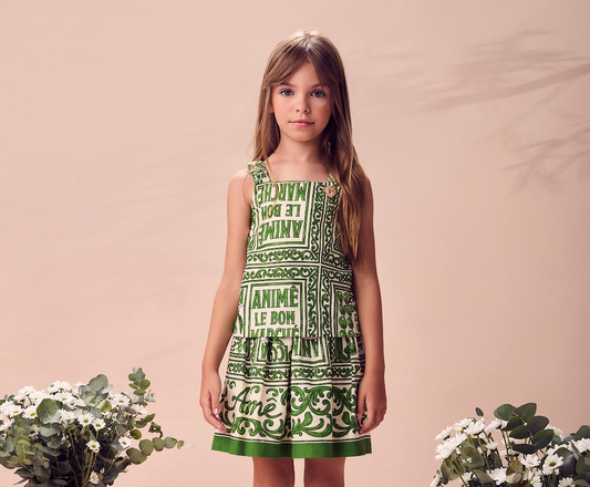 Conjunto Infantil Blusa Saia Estampado Verde - Animê