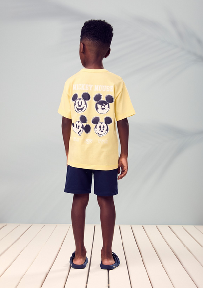 Conjunto Infantil Blusa Amarela Mickei Mouse Bermuda Marinho - Youccie