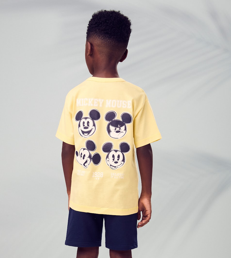 Conjunto Infantil Blusa Amarela Mickei Mouse Bermuda Marinho - Youccie