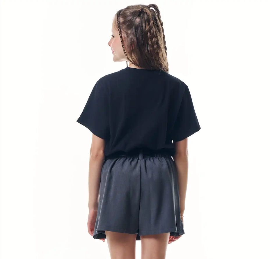 Short Saia Infantil Alfaiatria Cinza - Vic Vick