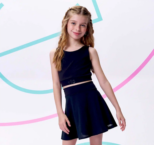 Saia Infantil Malha Yuki Shorts Embutido Preto - Vic Vick