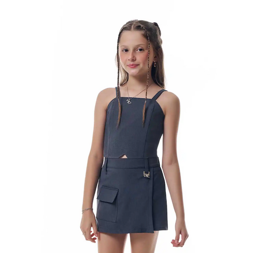 Conjunto Infantil Regata Short Saia Alfaiataria - Vic Vick