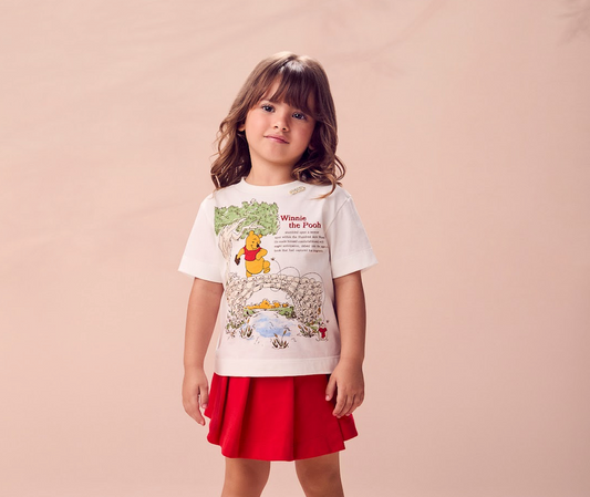 Conjunto Infantil Blusa Infantil Ursinho Pooh Short Saia Vermelho - Animê