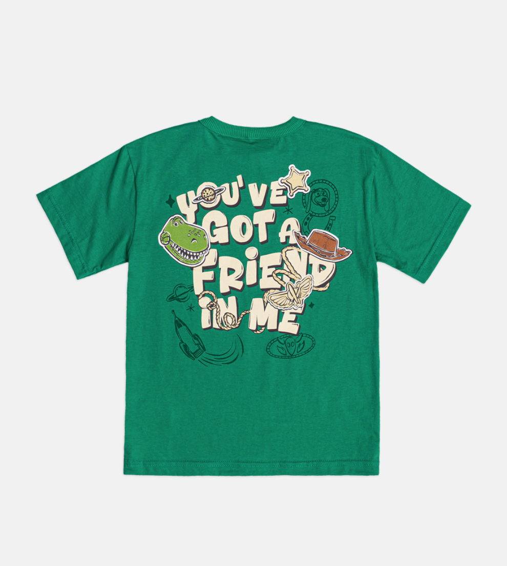 Conjunto Infantil Blusa Verde Woddy Bermuda Off-White - Youccie