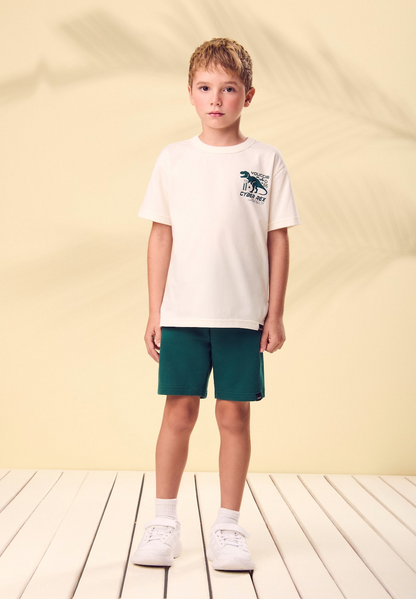Conjunto Infantil Blusa Off-White Cyber Rex Bermuda Verde - Youccie