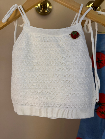 Conjunto Infantil Blusa Branca Calça Bordado Tomate - Animê