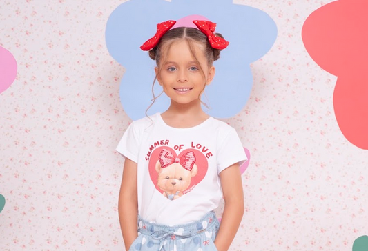 Blusa Infantil Cotton Ursinha Summer Of Love - Pituchinhus