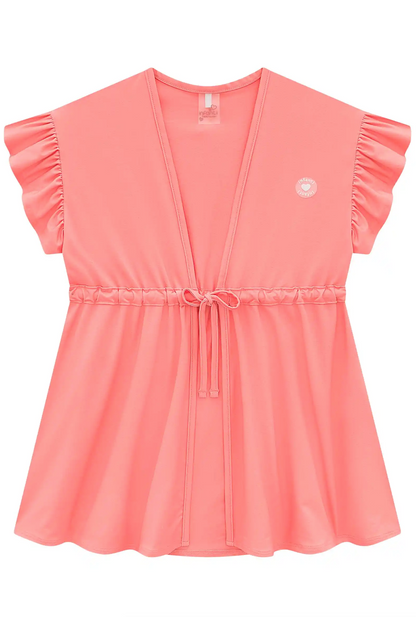 Saída de Praia Infantil em Malha UV Dry Rosa Neon - Infanti