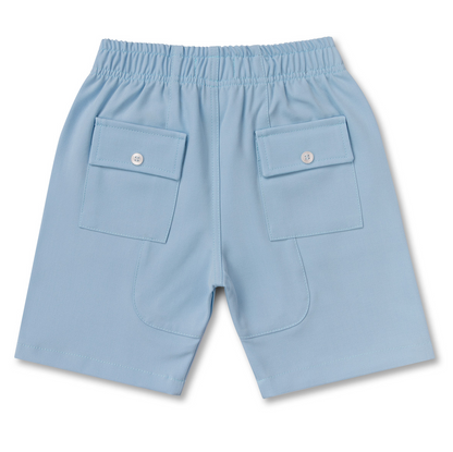 Bermuda Infantil Alfaiataria Azul com Cós Elástico e Bolsos – Dame