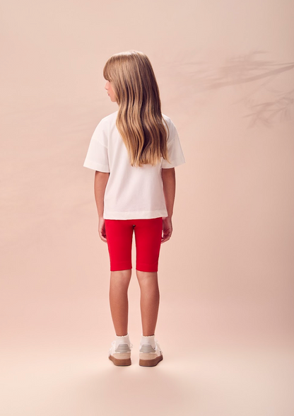 Conjunto Infantil Blusa Off White Minnie Fashion Chaveirinho Morango Legging Curta Vermelha - Animê
