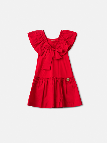 Vestido Infantil Vermelho com Babados e Laço Frontal - Animê