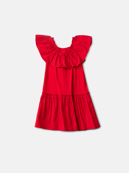 Vestido Infantil Vermelho com Babados e Laço Frontal - Animê