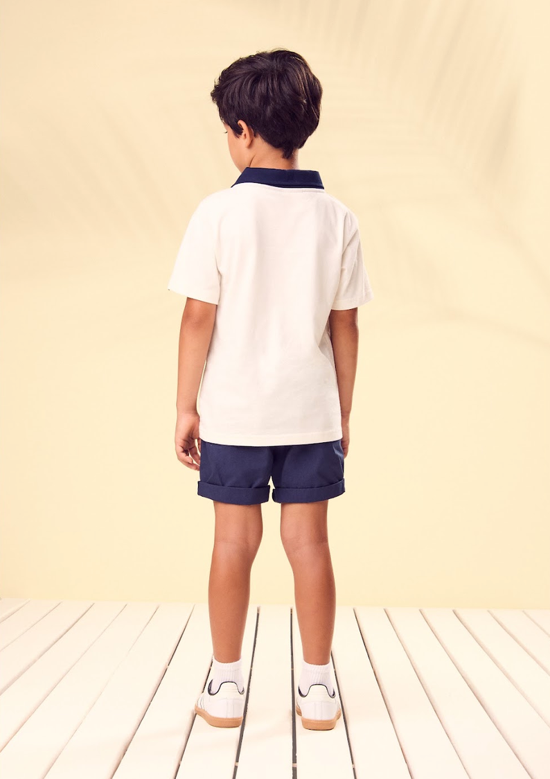 Camisa Polo Infantil Off White Spider-Man com Gola Marinho - Youccie