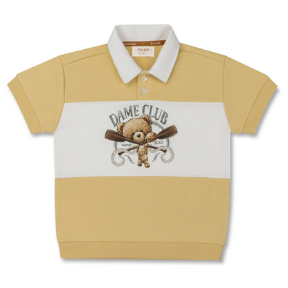 Conjunto Infantil Algodão Amarelo Listrado Blusa Dame Club Short - Dame