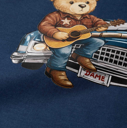 Camiseta Infantil Azul Marinho Teddy Cowboy Violão - Dame