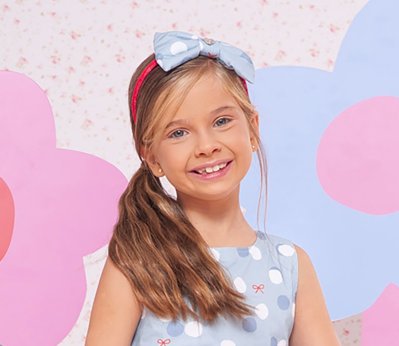 Tiara Infantil Azul de Poá Detalhes Vermelho -  Pituchinhus