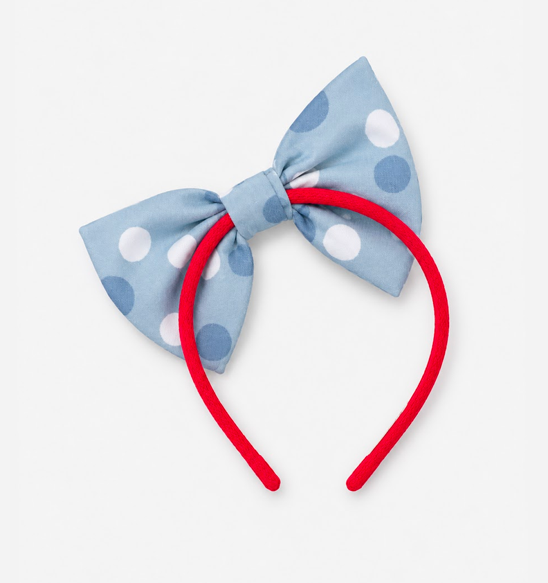 Tiara Infantil Azul de Poá Detalhes Vermelho -  Pituchinhus
