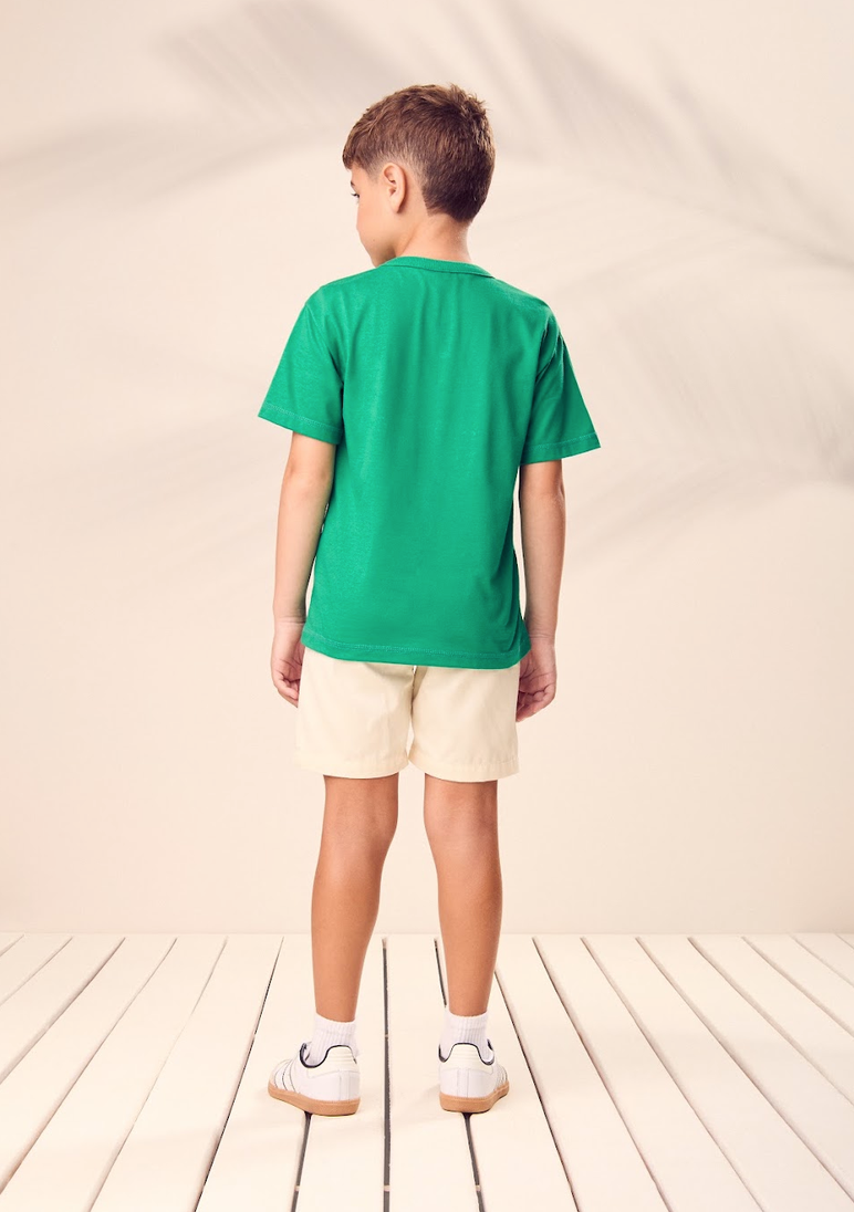 Conjunto Infantil Camisa Verde Bear Athletics Bermuda Off White - Youccie