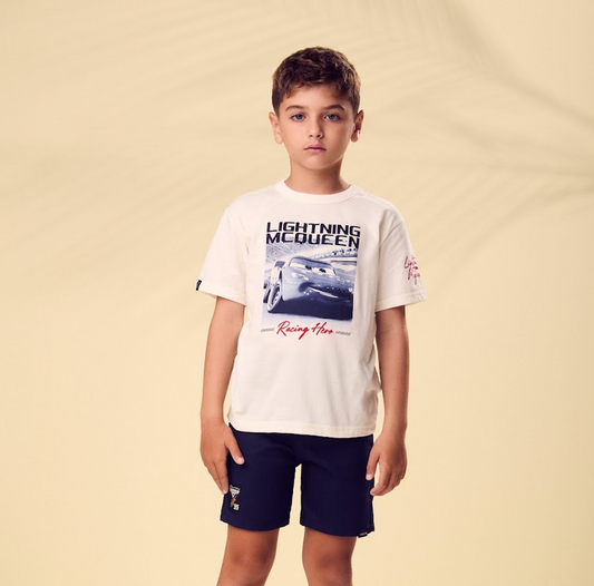 Conjunto Infantil Camisa Off White Mcqueen Bermuda Azul Marinho - Youccie