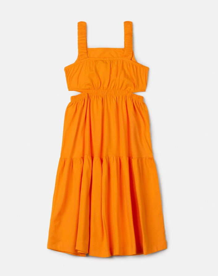 Vestido laranja cut out Animê