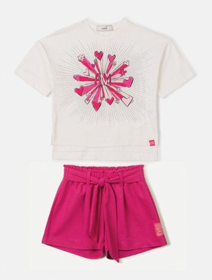 Conjunto blusa e shorts rosa Animê