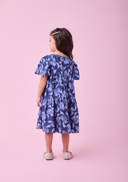 Vestido Infantil Laços Blue - Momi