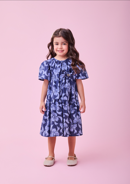 Vestido Infantil Laços Blue - Momi