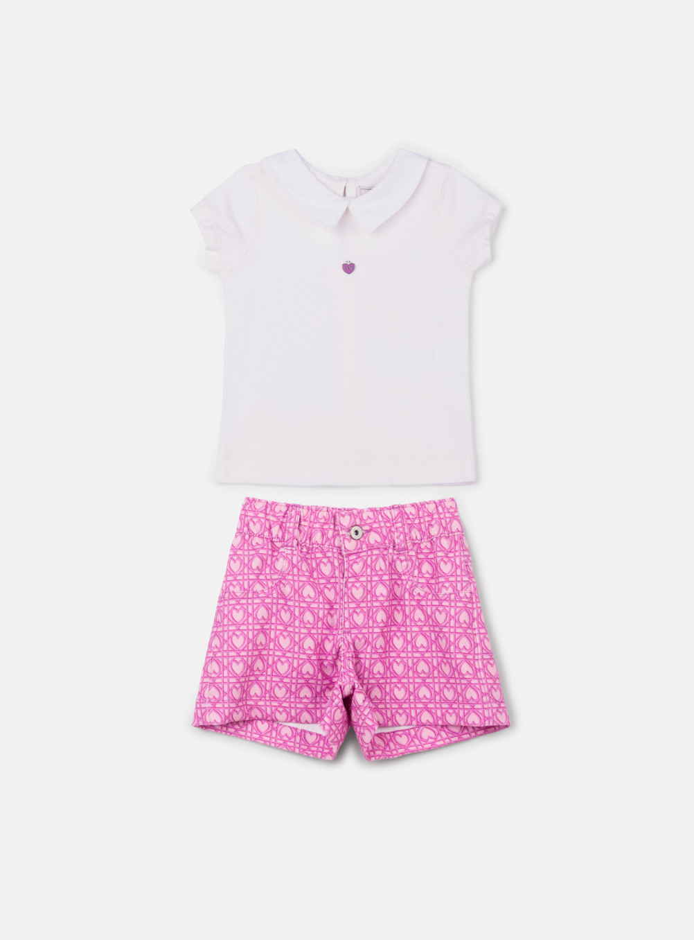 Conjunto Infantil Jaqueta, Blusa e Bermuda Corações Trancados - Animê
