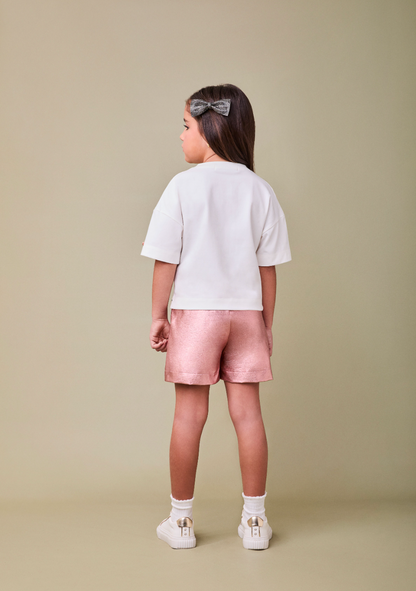 Shorts Infantil Metalizado Clássico Rose - Animê