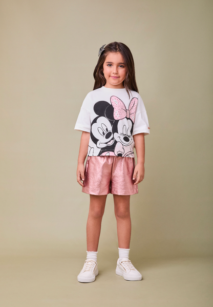Shorts Infantil Metalizado Clássico Rose - Animê
