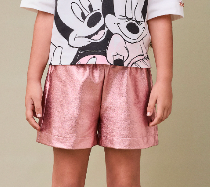 Shorts Infantil Metalizado Clássico Rose - Animê