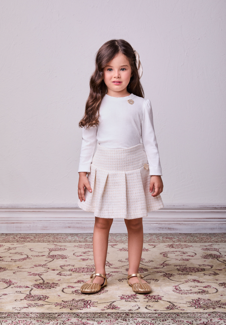 Conjunto Infantil Blusa e Saia-shorts Tweed - Animê