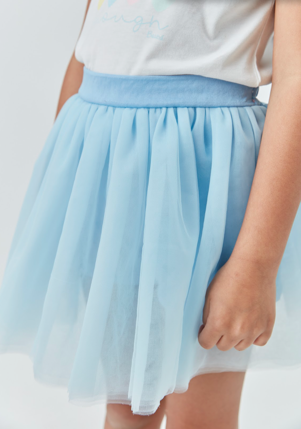 Conjunto Infantil Blusa de Algodão e Saia em Tulê com Camadas Azul - Beabá