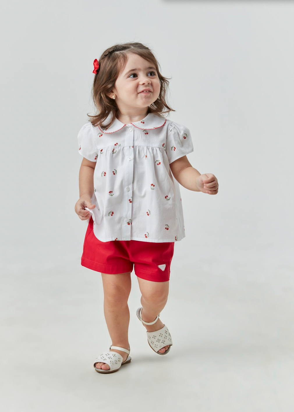 Conjunto Infantil Bata Cerejinha e Shorts Sarja Acetinada - Beabá