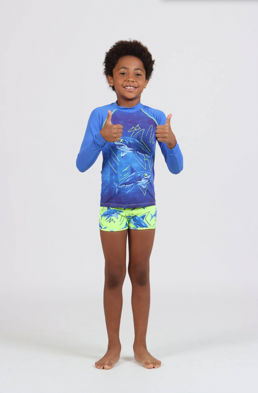 Conjunto Infantil Blusa Proteção UV e Sunga Pedro Shark Line - Siri Kids