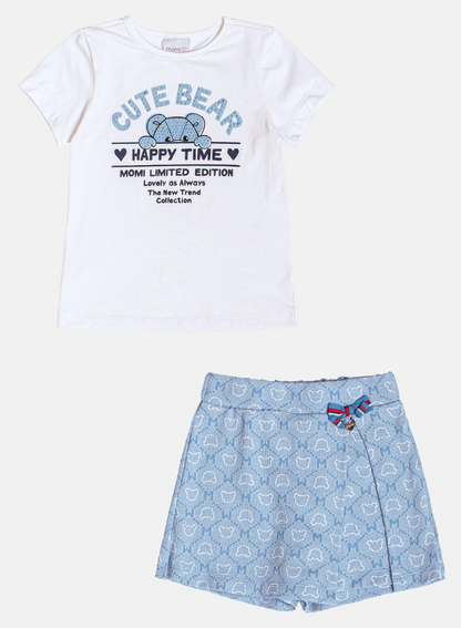 Conjunto Infantil Cute Bear Blusa MC e Shorts - Momi