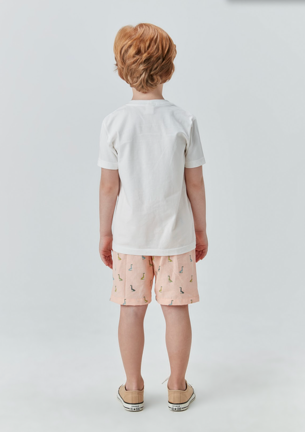 Conjunto Infantil Camiseta Dino e Bermuda Oxford Peach - Beabá