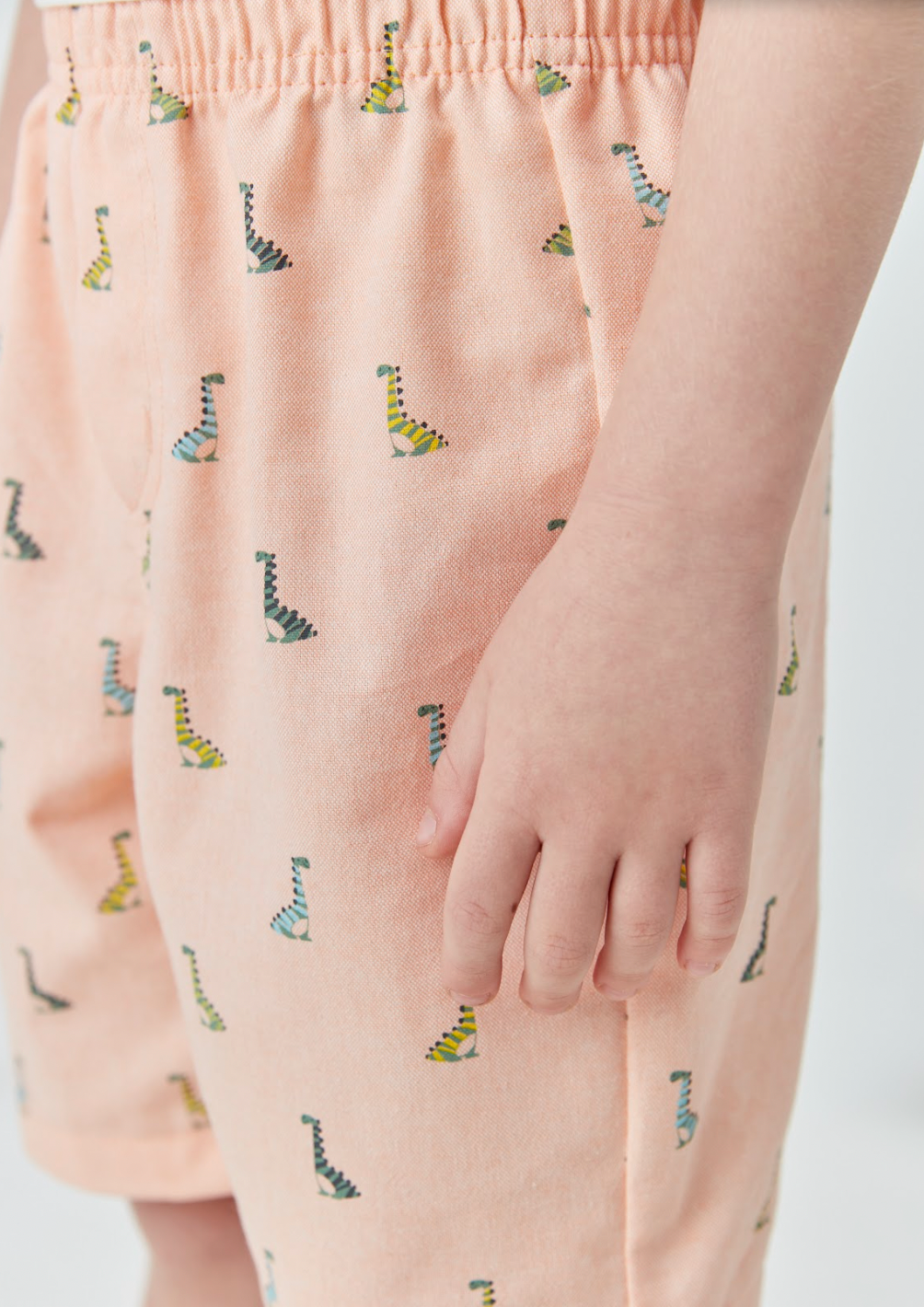 Conjunto Infantil Camiseta Dino e Bermuda Oxford Peach - Beabá