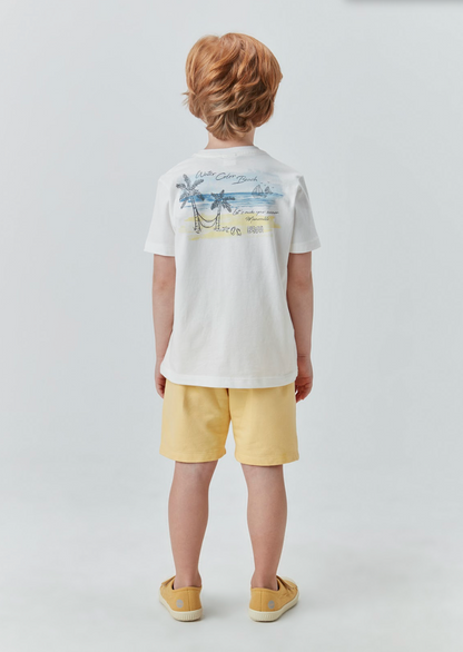 Conjunto Infantil Camiseta Beach e Bermuda Amarela