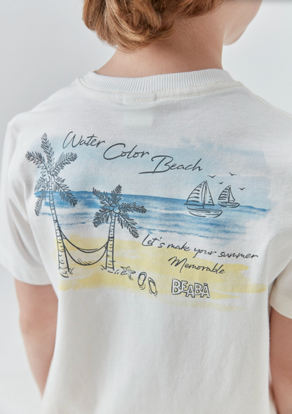Conjunto Infantil Camiseta Beach e Bermuda Amarela