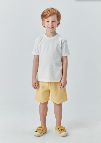 Conjunto Infantil Camiseta Beach e Bermuda Amarela