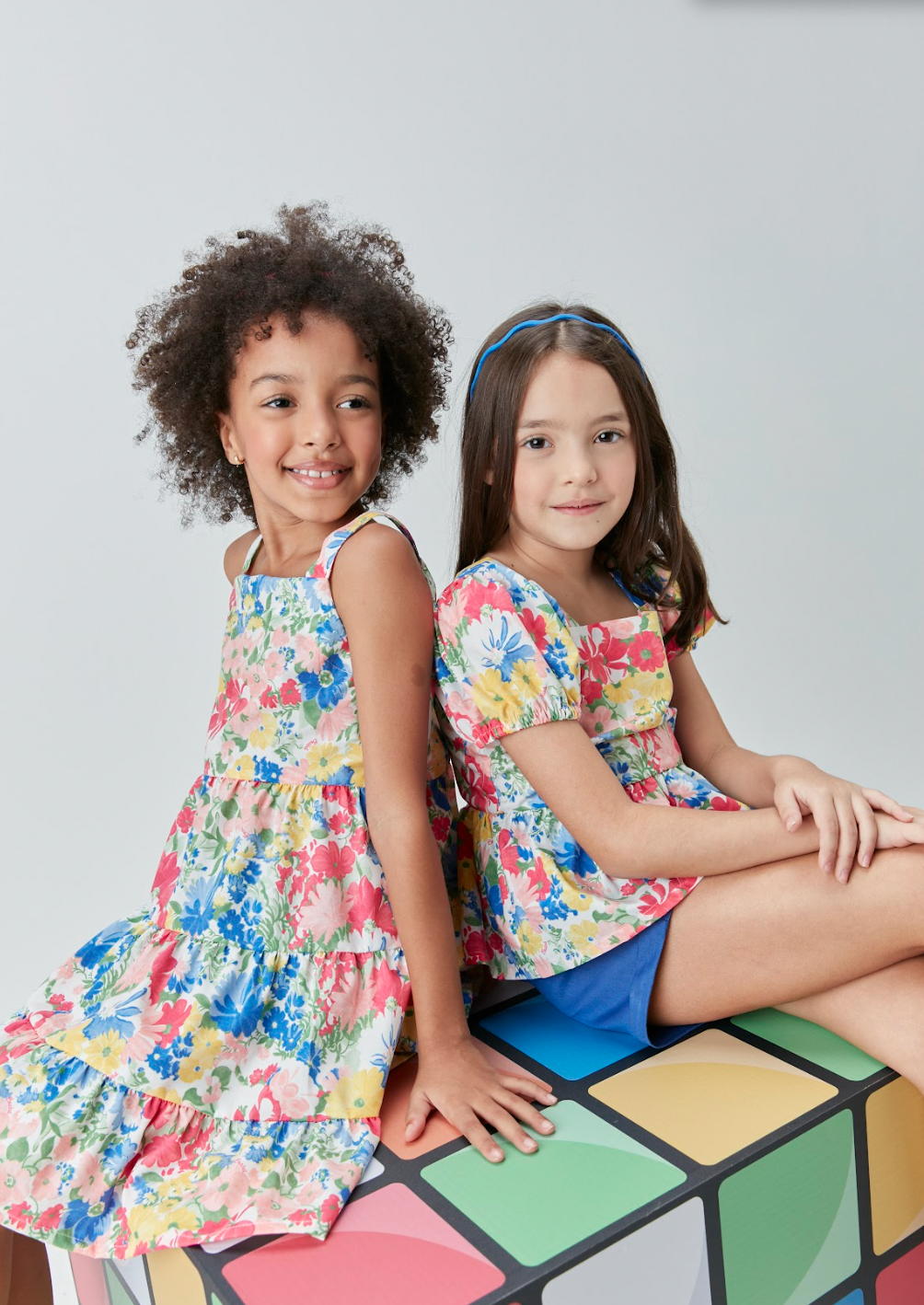 Vestido Infantil Tricoline Floral Rodado - Beabá
